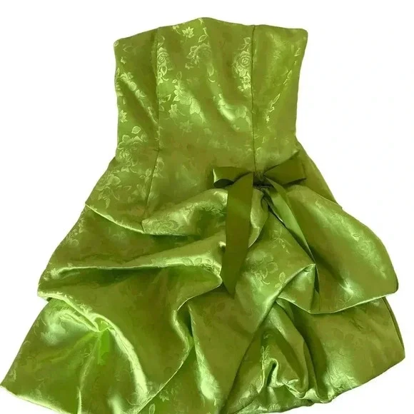 Jessica Mcclintock Gunne Sax Green Brocade Bridesmaids Cocktail Dress Size 6